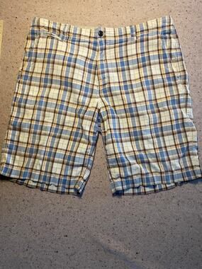 Gap Y2K Era Plaid Flat Front Shorts 38 Preppy Golf Coastal
